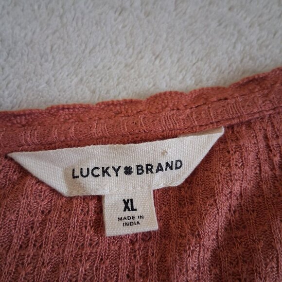 Lucky Brand Women's XL Terracotta Lace Henley Swing Top - Picture 6 of 14